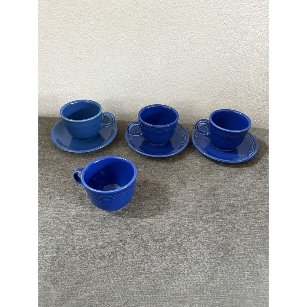 Fiestaware Lapis Blue Tea Cup & Saucer Set 2 W/ Saucers, 1 Lapis Cup 1 Other Set